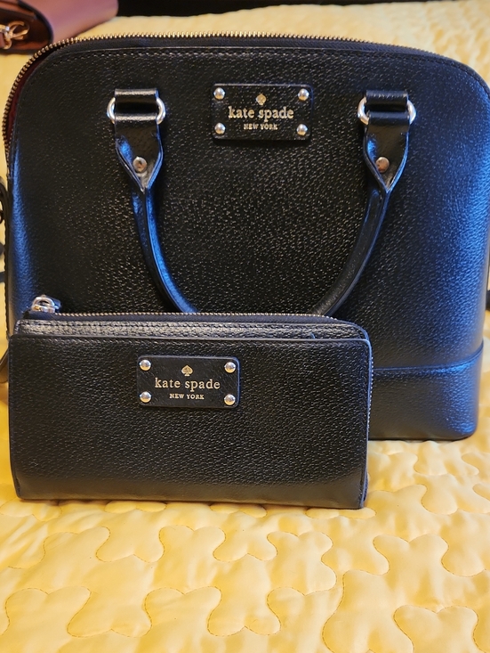 kate spade Handbags - kate spade Black Pebbled Leather Satchel with Zip Wallet